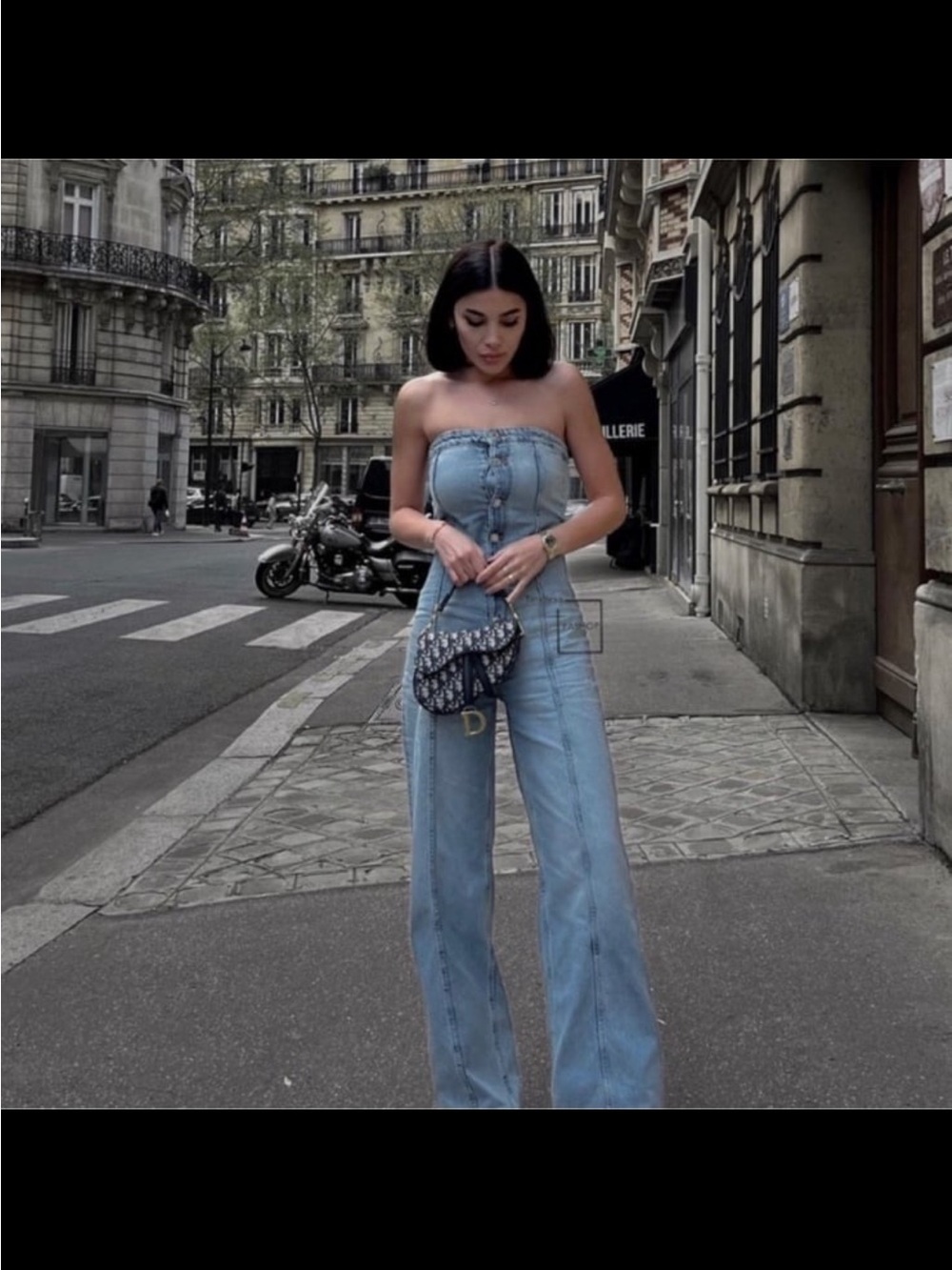 ZARA Light Blue Denim Wide Leg Sleeveless Jumpsuit